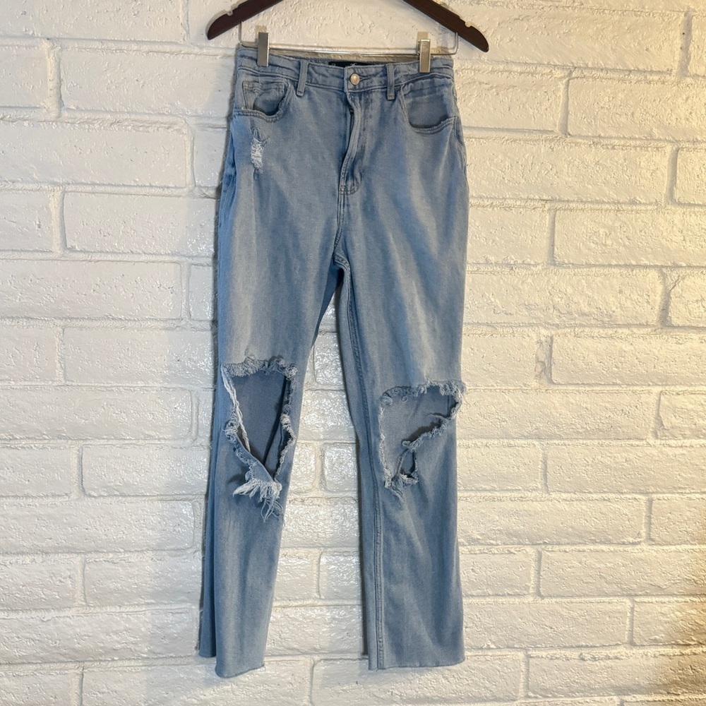 Hollister Distressed Light Blue Straight Leg Jeans